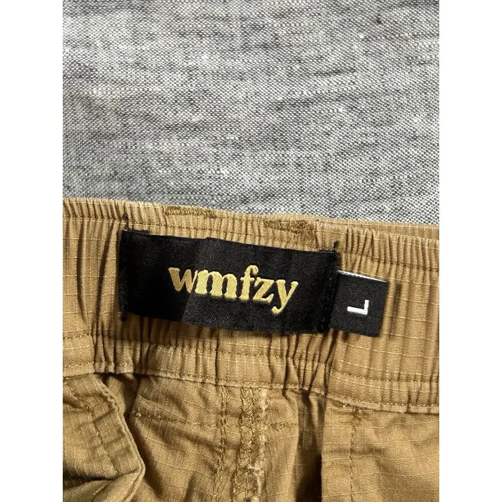 Wrmfzy Pants Mens Large Tan Ripstop Tactical Cargo Elastic Waist Stretch